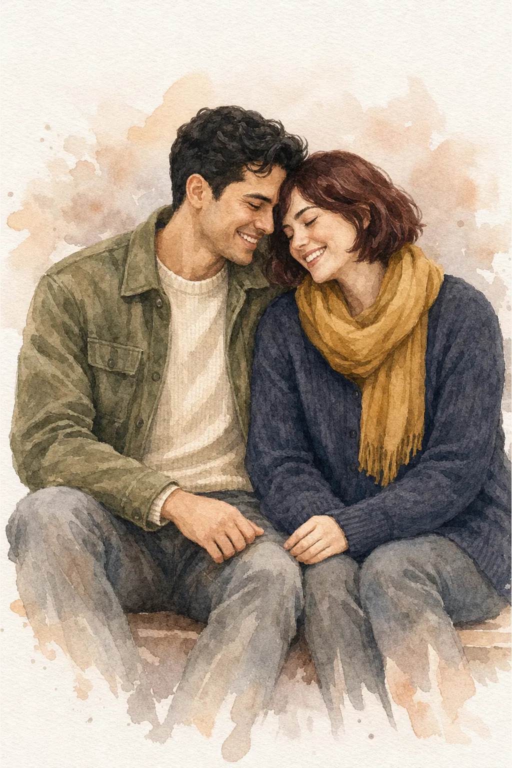 Cozy Watercolor Couple